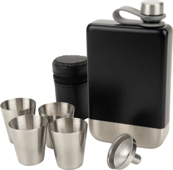 Zestaw piersiówka 266 ml, kieliszki 30 ml i lejek TAHAT Schwarzwolf - czarny - (NMC-F5001200AJ3-03)