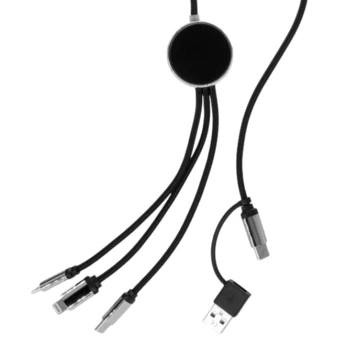 Kabel 4w1 z podświetlanym logo długi 120 cm - czarny - (NMC-EG0588-03)