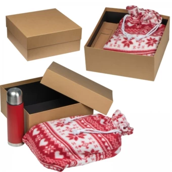 Zestaw termos 500 ml i koc świąteczny - czerwony - (NMC-93821-05)