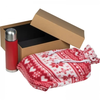 Zestaw termos 500 ml i koc świąteczny - czerwony - (NMC-93821-05)