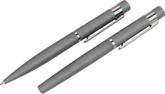 Zestaw piśmienny długopis i pióro kulkowe soft touch PORTO VEHLO MoLu - ciemnoszary - (NEG-5167-77)