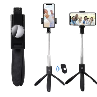 Selfie Stick ze stojakiem, K06 - czarny - (NEG-EG05892-03)