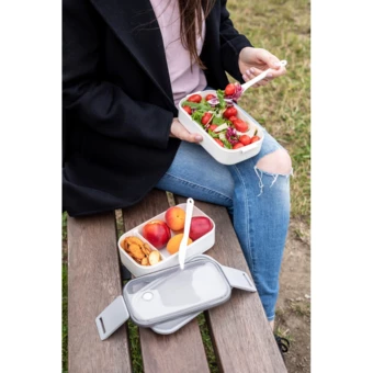 Pudełka śniadaniowe 2 w 1, 2x700 ml, sztućce | Cash (NAX-V7246-02)