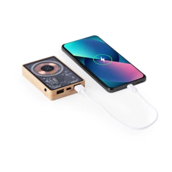 Magnetische drahtlose Powerbank aus Bambus 5000 mAh, drahtloses Ladegerät 15W (NAX-V2007-17)