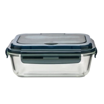 Szklany lunch box ze sztućcami 1000 ml Lagos, czarny (NPB-R08444.02)