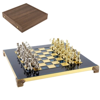 Ekskluzywne Szachy Archers Metalowe - Szachownica 28x28cm -  Luksusowy Prezent – S15BLU (NMT-227169)