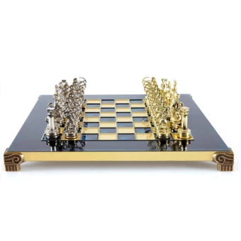 Ekskluzywne Szachy Archers Metalowe - Szachownica 28x28cm -  Luksusowy Prezent – S15BLU (NMT-227169)