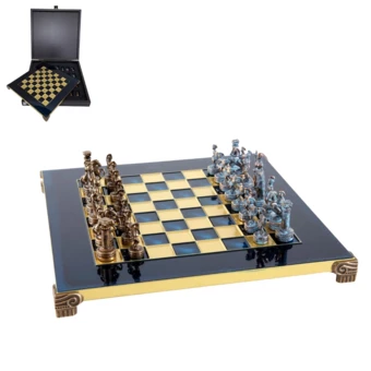 Szachy Mosiężne Ekskluzywne w Pudle Drewnianym - Okres Grecko-Rzymski- S3BBLU (NMT-228289)