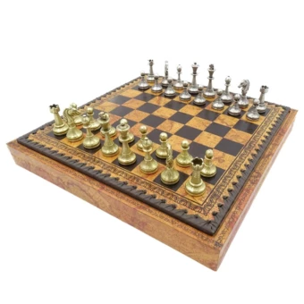 Ekskluzywne metalowe szachy Italfama 28x28 cm – N035 (NMT-228364)