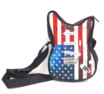 Torba na ramię w kształcie gitary – flaga amerykańska – Prezent dla muzyka (NMT-020090)