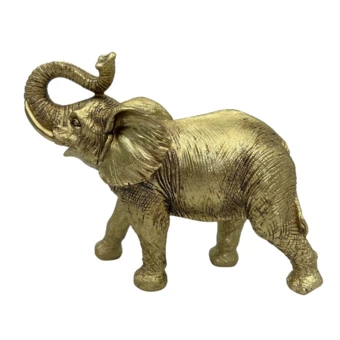 Złoty Słoń z Uniesioną Trąbą – Słonik Figurka dekoracyjna - 141FJZ (NMT-322343)