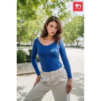 THC BUCHAREST WOMEN. Bawełniany T-shirt damski z długim rękawem taliowany (NPS-30126-194-M)