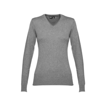 THC MILAN WOMEN. Damski sweter z dekoltem V-neck z bawełny i poliamidu (NPS-30150-193-XL)