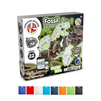 2 in 1 Fossil Excavation Kit IV. Gra edukacyjna dostarczany z torebką prezentową z włókniny (80 g/m²) (NPS-35826-102)