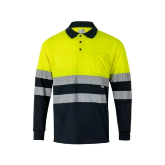 VL VULCAN. Dwukolorowa koszulka polo w ptasie oczy (160 g/m²) z długimi rękawami, z poliestru (100%) (NPS-36067-204-2XL)