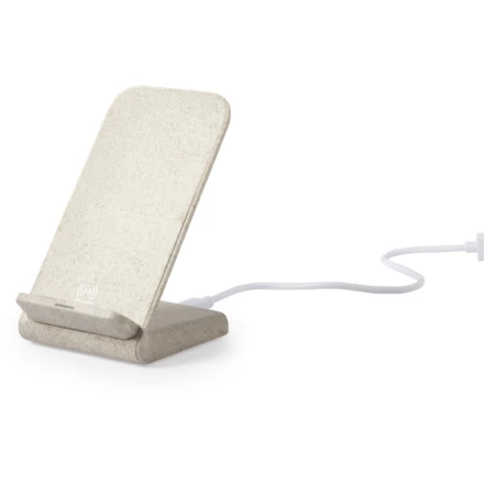 Wheat straw wireless charger 10W, phone stand (NAX-V0373-00)