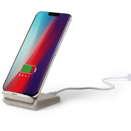 Wheat straw wireless charger 10W, phone stand (NAX-V0373-00)