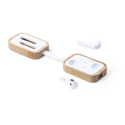 Bezprzewodowe słuchawki douszne, bambusowe etui (NAX-V0156-00)