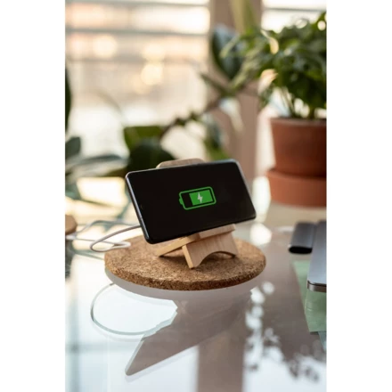 Foldable bamboo wireless charger 10W B'RIGHT, phone stand | Barbra (NAX-V0189-17)