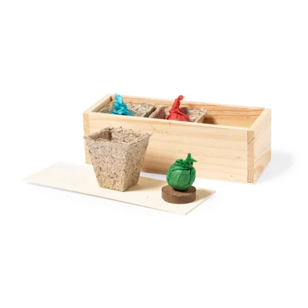 Drewniana doniczka, nasiona kolendry, pietruszki i bazylii (NAX-V0595-00)