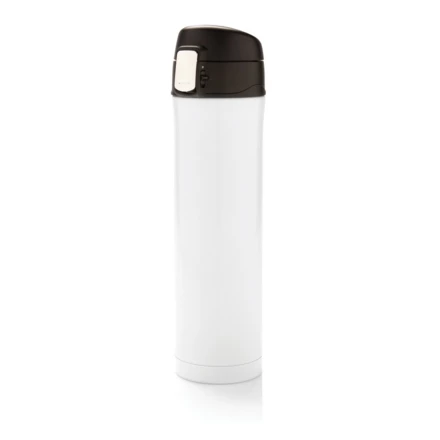 This great double wall stainless steel vacuum flask keeps your drink warm for up to 5 hours or cool for up to 15 hours. The lid is lockable and therefore avoids any risk of leaking or spilling. The lid is easy to keep clean for optimal hygiene and is