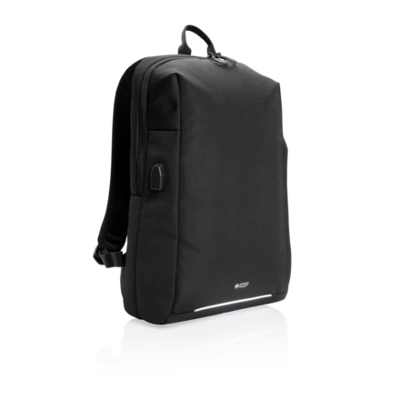 This stylish carry-on laptop backpack is intended for business and leisure trips. It’s designed with a padded 15.6" laptop compartment to protect your device. Including trolley strap and USB output. Side quick access pocket with RFID protection. Fr