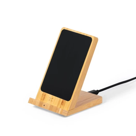 Bamboo wireless charger 15W, phone stand (NAX-V1337-00)
