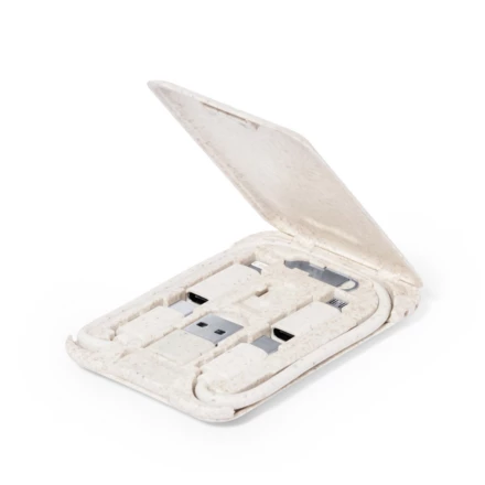 Wheat straw charging and synchronization cable, 3 adapters included, phone stand (NAX-V1358-00)