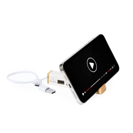 Hub USB i USB-C ze zrecyklingowanych kartoników po mleku, stojak na telefon (NAX-V2006-02)