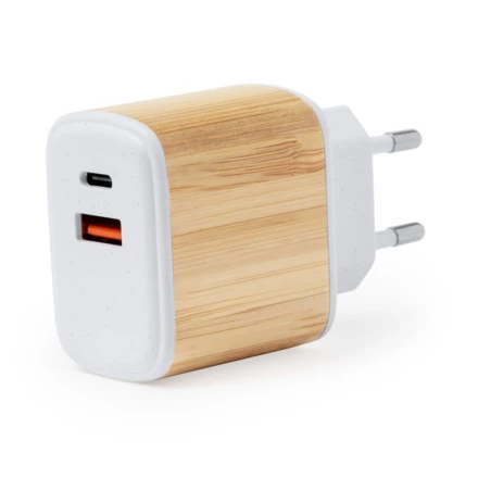 Bamboo and wheat straw USB fast wall charger (NAX-V2011-02)