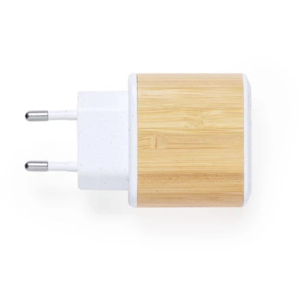 Bamboo and wheat straw USB fast wall charger (NAX-V2011-02)