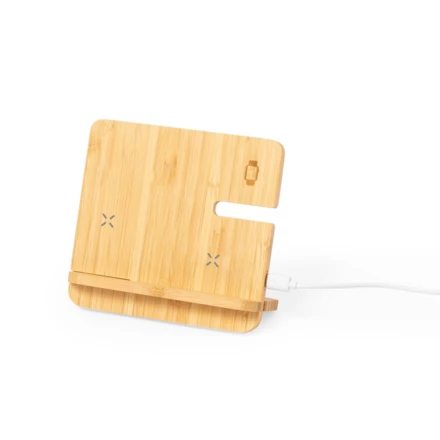 Bamboo wireless charger 15W, 3 in 1, phone stand (NAX-V2022-17)
