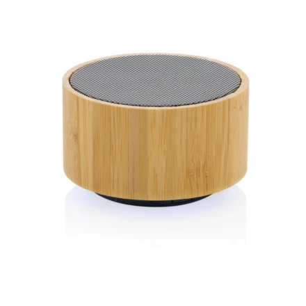 3W wireless speaker made with FSC® 100% bamboo casing and RCS (Recycled Claim Standard) certified recycled ABS. Total recycled content: 16% based on total item weight. RCS certification ensures a completely certified supply chain of the recycled mat