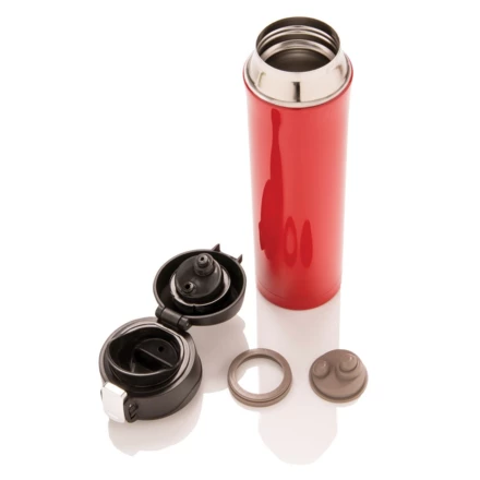 This great double wall stainless steel vacuum flask keeps your drink warm for up to 5 hours or cool for up to 15 hours. The lid is lockable and therefore avoids any risk of leaking or spilling. The lid is easy to keep clean for optimal hygiene and is