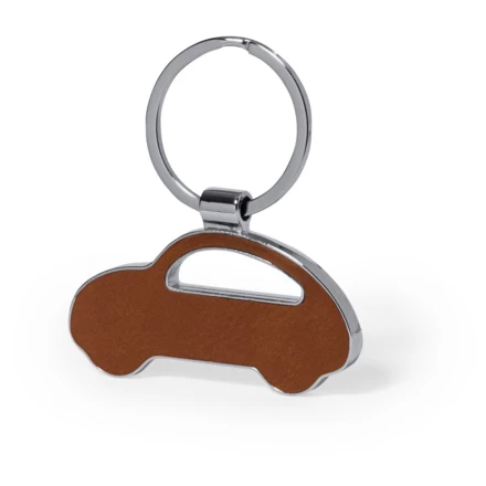 Keyring with front and back part made from recycled leather (NAX-V1308-16B)