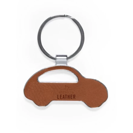 Keyring with front and back part made from recycled leather (NAX-V1308-16B)