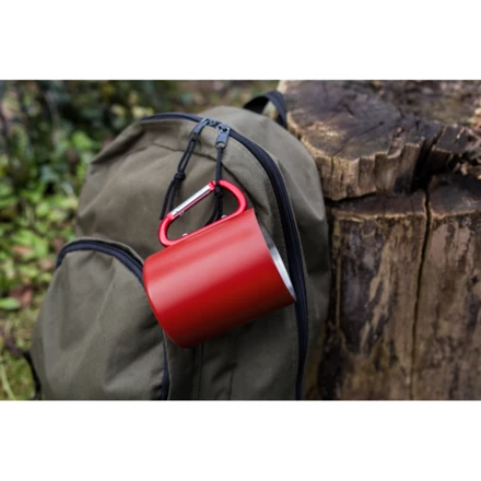 Recycled stainless steel mug 280 ml with carabiner clip | Pari (NAX-V1405-04)