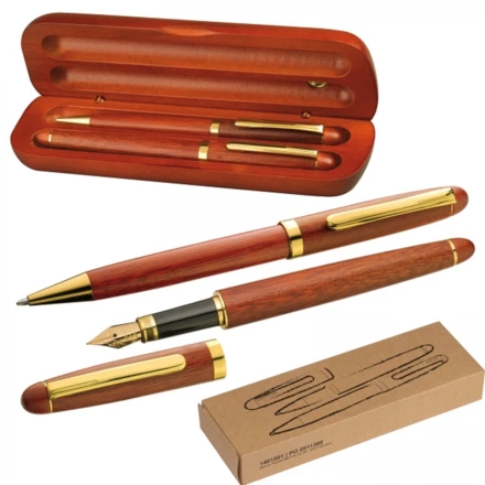Zestaw piśmienny długopis i pióro wieczne - brązowy - (NMC-14015-01)