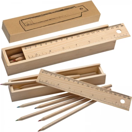 8 wooden colored pencils - brown - (NMC-53944-01)