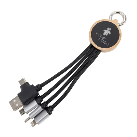 3in1 charging cable with illuminated logo - beige - (NMC-EG0592-13)