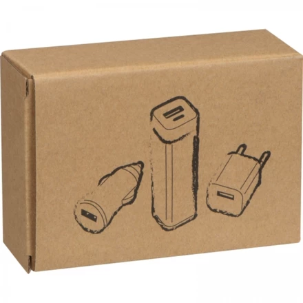 Zestaw podróżny power bank 2200 mAh i wtyczki - biały - (NMC-20081-06)