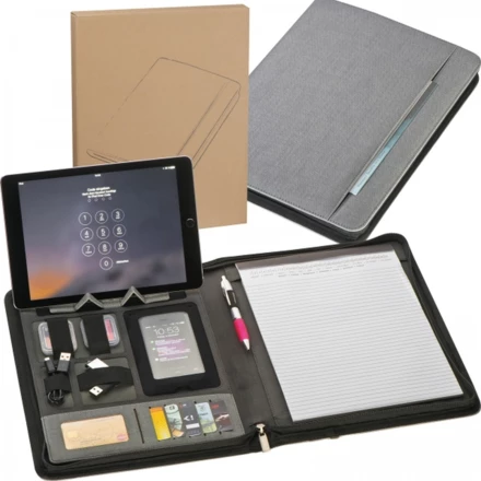 Folder A4 z power bankiem 5000 mAh - szary - (NMC-20123-07)