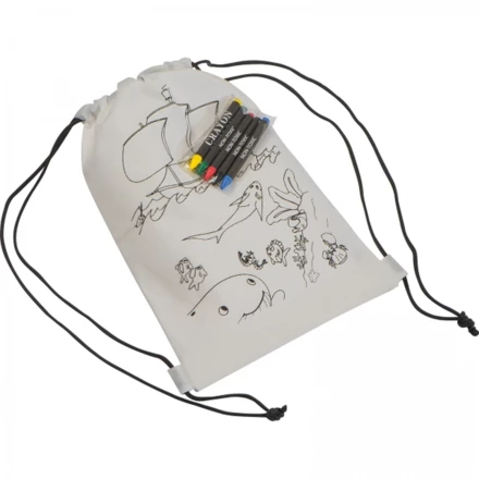 Coloring bag with crayons - white - (NMC-60586-06)