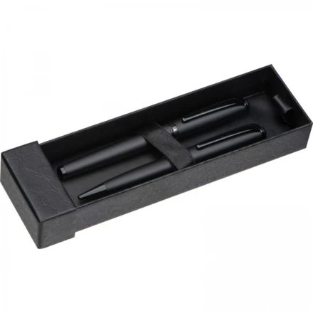 Zestaw piśmienny długopis i pióro kulkowe Mark Twain - czarny - (NMC-13856-03)