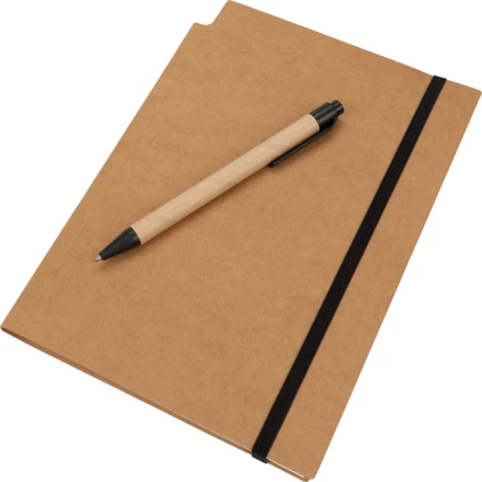 Notatnik A5 w kratkę z długopisem - brązowy - (NMC-20582-01)