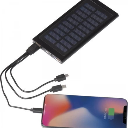 Power bank 8000 mAh solarny - czarny - (NMC-30824-03)