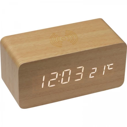 Zegar z ładowarką indukcyjną - beżowy - (NMC-31515-13)