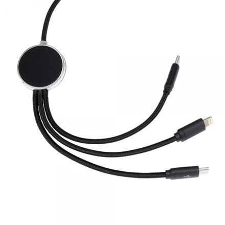 3in1 charging cable with illuminated logo long 120 cm - black - (NMC-EG0534-03)