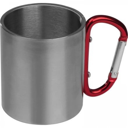 Metal mug with carabiner 200 ml - red - (NMC-81367-05)