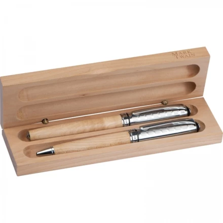 Zestaw piśmienny długopis i pióro kulkowe Mark Twain - beżowy - (NMC-12532-13)